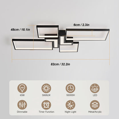 Modern Ceiling Light 32'' 50W 3000K (Black / 32 in)