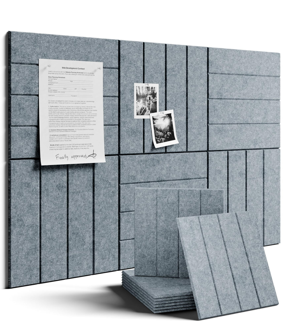 Felt Bulletin Board & Cork Board Alternative 36'' x 24'' (Slate Gray-1 / Bold-stripe 6-pack)