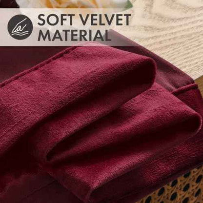 Christmas Burgundy Velvet Curtains 4 Panels Set Back Tab 40"x90" (Burgundy / 40"W x 90"L (Pack of 4))