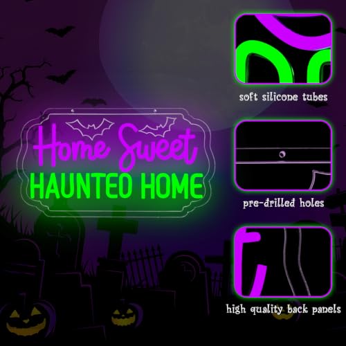 Home Sweet Haunted Home Halloween Neon Sign Haunted House Neon Led Sign (Home Sweet Haunted Home)