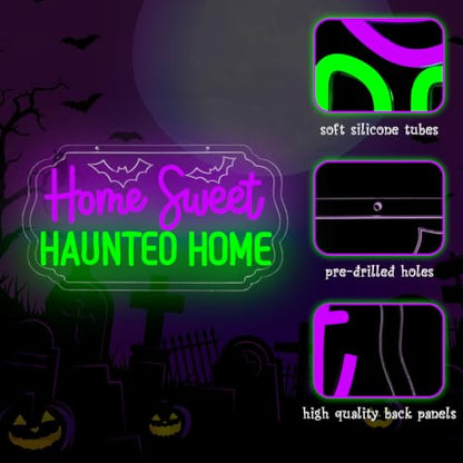 Home Sweet Haunted Home Halloween Neon Sign Haunted House Neon Led Sign (Home Sweet Haunted Home)