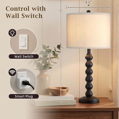 27" Farmhouse Modern Black Table Lamp for Living Room Bedroom (Black 1 Pack)