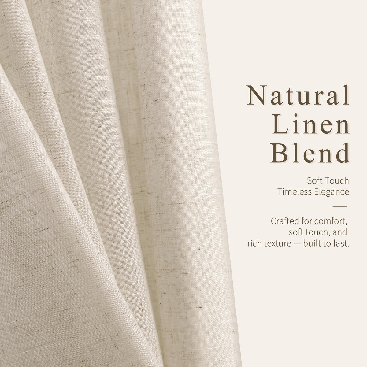 Cream Grommet Linen Curtains 86 Inches Long for Living Room (Linen / 52"W x 86"L (Pack of 2))