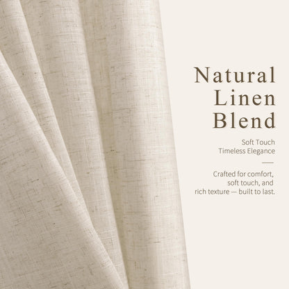 Cream Grommet Linen Curtains 86 Inches Long for Living Room (Linen / 52"W x 86"L (Pack of 2))