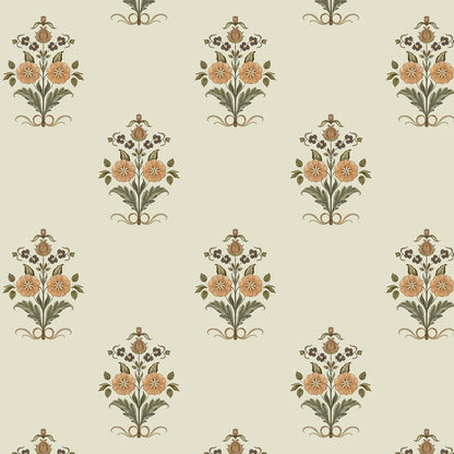 Vintage Floral Wallpaper Cottage Peel and Stick Wallpaper Retro Yellow Flower Contact Paper for Cabinets Drawers Farmhouse Removable Self (Beige and Yellow / 17.3" x 78.7")