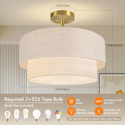 16.5'' Semi Flush Mount Ceiling Light