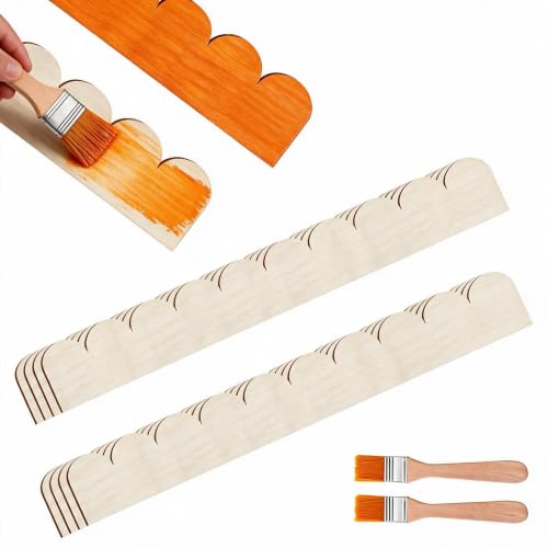Unfinished Scalloped Decorative Wood Trim Scalloped Edge Decorative Wood Molding Cute DIY Moulding Trim for Home Wall Window Cabinet Shelf Door Frames Decoration