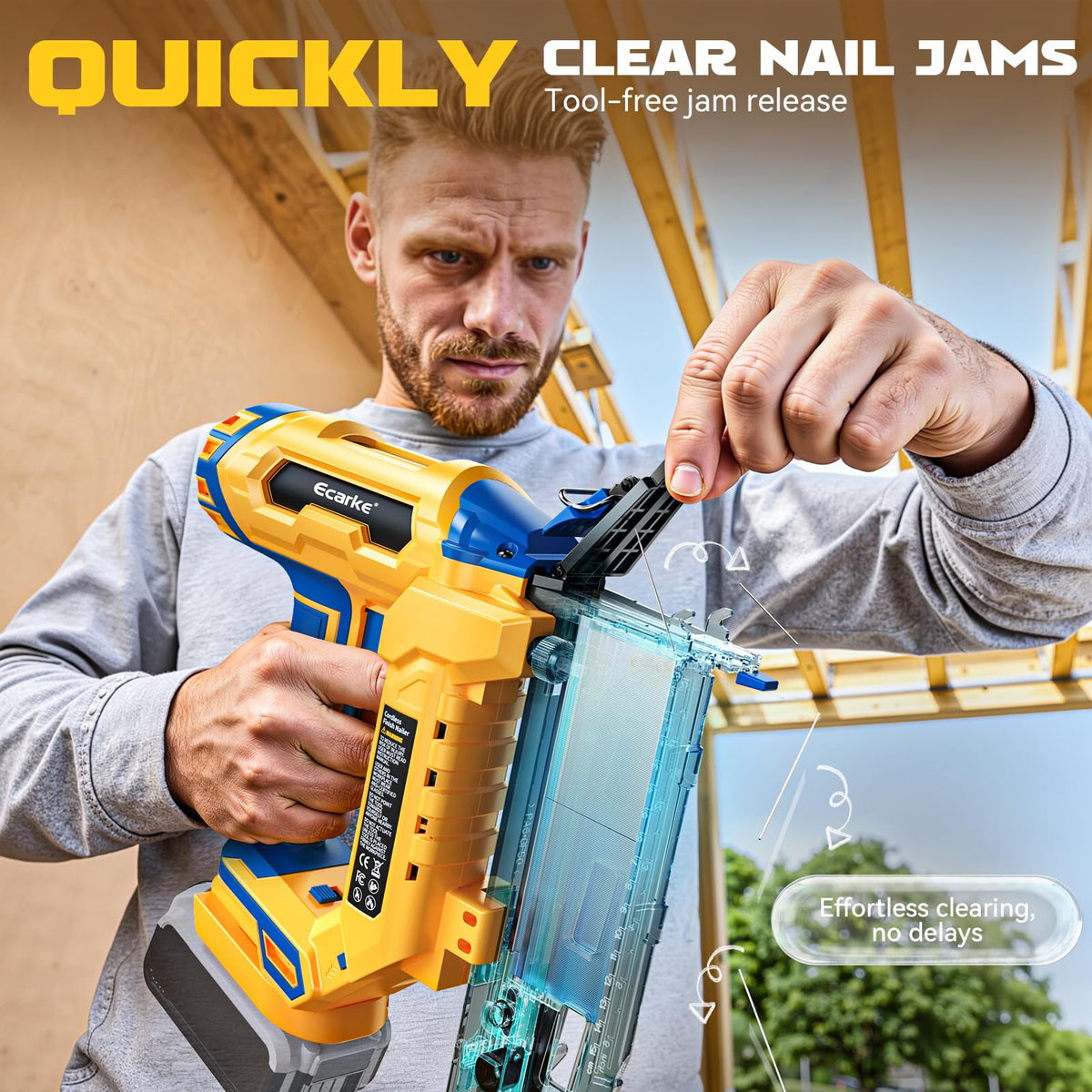 Finish Nailer 16 Gauge Compatible with Dewalt 20V Battery (Blue & Yellow)