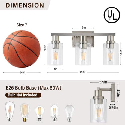 3 Light Bathroom Vanity Light (Brushed Nickel / 3 Lights)
