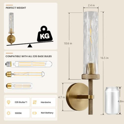 Bathroom Sconce with Water Ripples Glass Tube