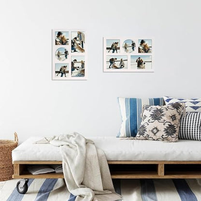 Picture Frame Collage for 4x6 and 4x4 Photos (Rustic White / 9x13in (1Pack))