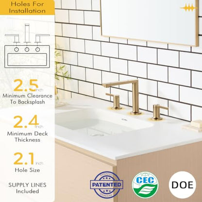 Bathroom Sink Faucet 3 Hole (Champagne Bronze / 1.2 GPM)
