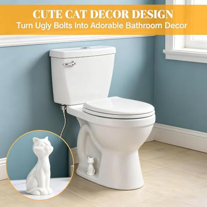 2Pcs Cute CatShaped Toilet Bolt Caps