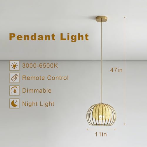 Pendant Light Fixtures Modern Round Chandelier with Remote Control Included E26 Bulb for Living Room