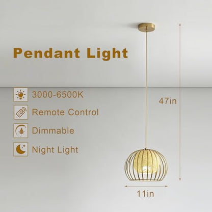 Pendant Light Fixtures Modern Round Chandelier with Remote Control Included E26 Bulb for Living Room