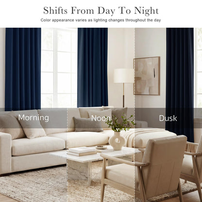 Navy Blue Blackout Curtains 90 inch Length 2 Panels Set (Navy Blue / 42"W x 90"L (Pack of 2))
