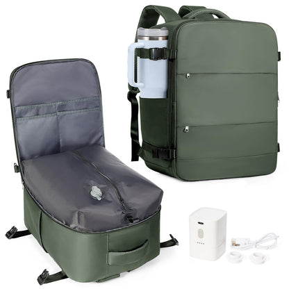 Vacuum Backpack Travel with Pump (A1-olive Green / 33 liters)