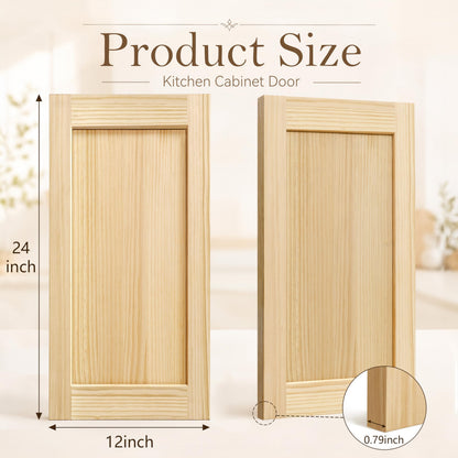 2 Pack Unfinished Pine Shaker Cabinet Doors 12" W x 24" H (12'' Wx24'' H)