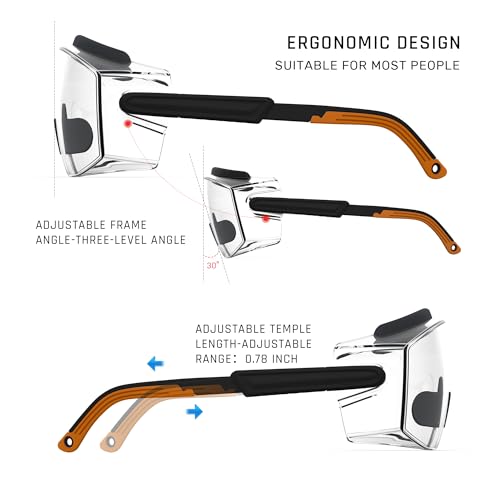 Anti fog Safety Glasses Over Glasses (Black&orange)