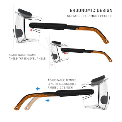 Anti fog Safety Glasses Over Glasses (Black&orange)