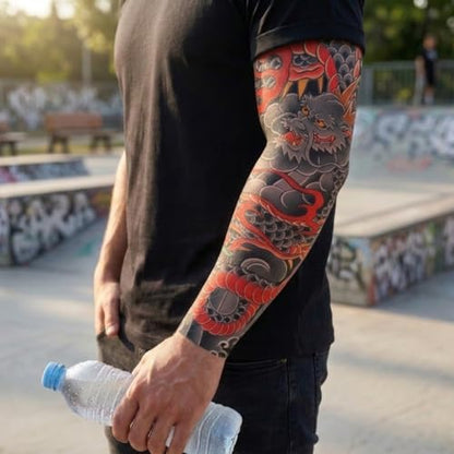 2 Pcs Traditional Dragon Tattoo Arm Sleeves (Dragon)