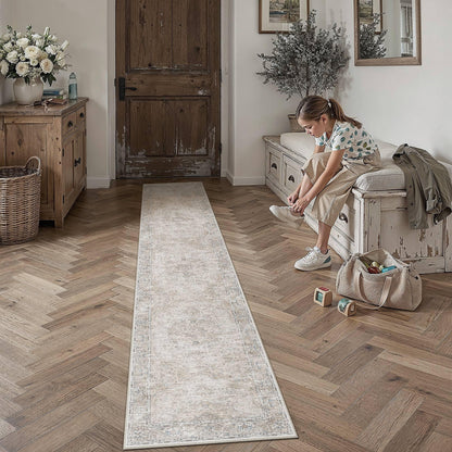 Beige Runner Rugs 2x12 Washable Rug Indoor Carpet (Multi Beige / 2' x 12' (Runner))