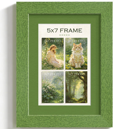 5x7 Green Wood Grain Picture Frame (Green Frame Green Mat / 5x7)