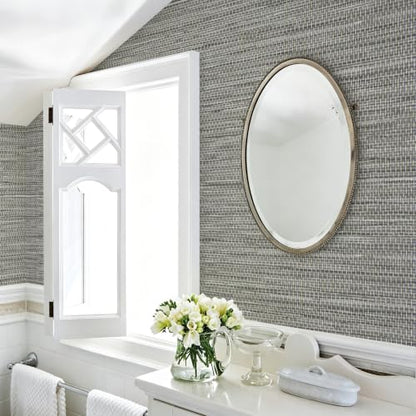 Grasscloth Peel and Stick Wallpaper Faux Linen 17.3in x 118.1in (Gray Green / 17.3inch × 118.1inch)