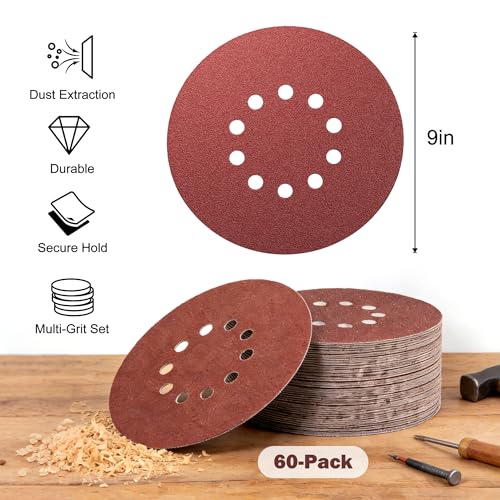 60 PCS 9 Inch Sanding Discs for Drywall Sander