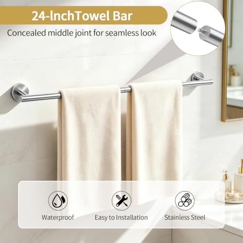 5 Piece Brushed Nickel Bathroom Accessories Set Bathroom Towel Bar (Brushed Nickel)