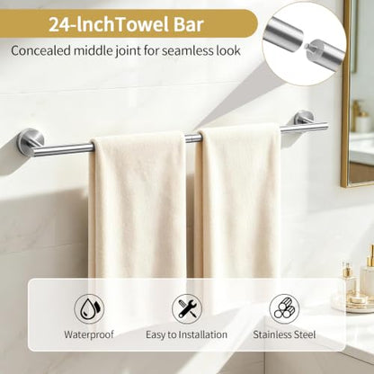 5 Piece Brushed Nickel Bathroom Accessories Set Bathroom Towel Bar (Brushed Nickel)