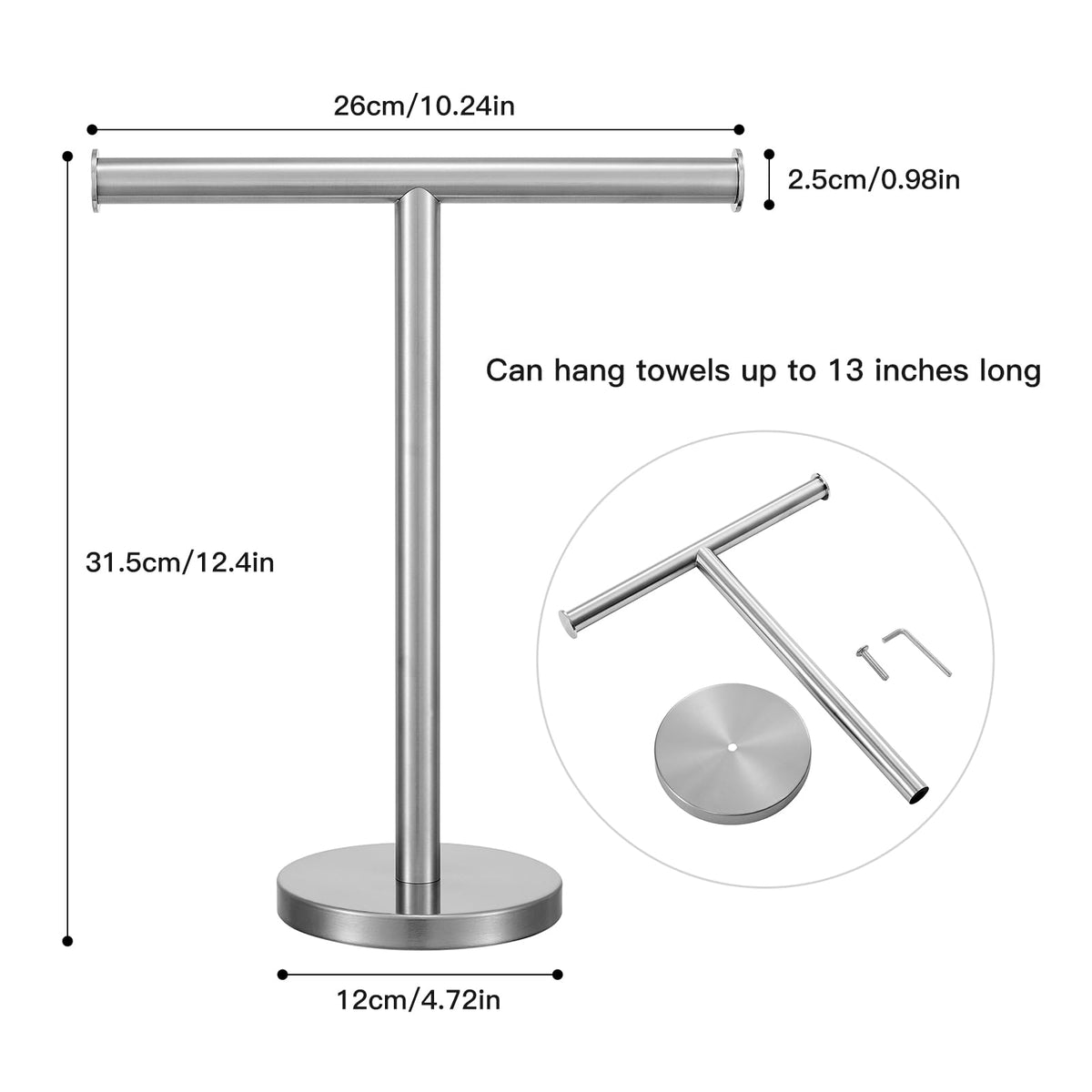 Hand Towel Holder (T-silver-1 Pack)