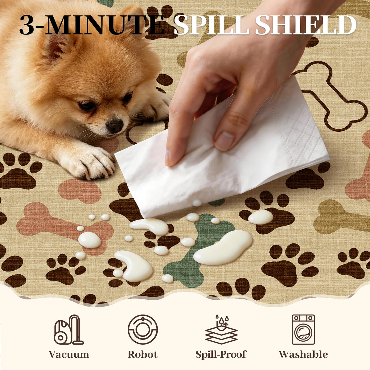 Waterproof 2x3 Small Rug (Paw Beige / 2' x 3' (Runner))