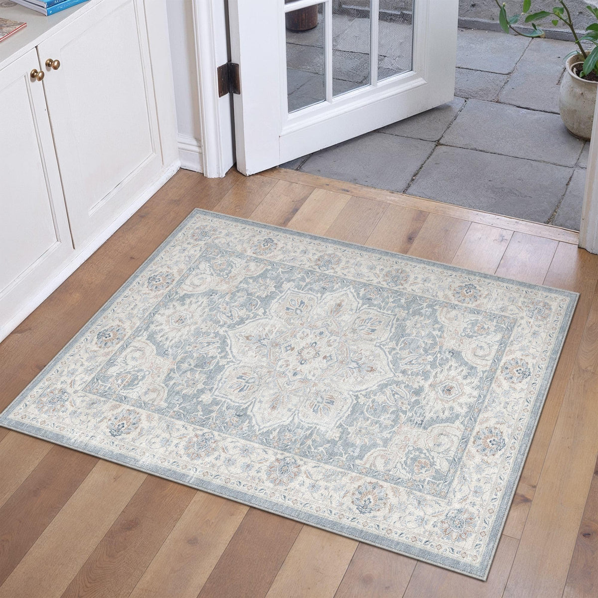 Blue 2x3 Washable Area Rug Vintage Indoor Carpet (E| Blue / 2' x 3' (Rectangular))