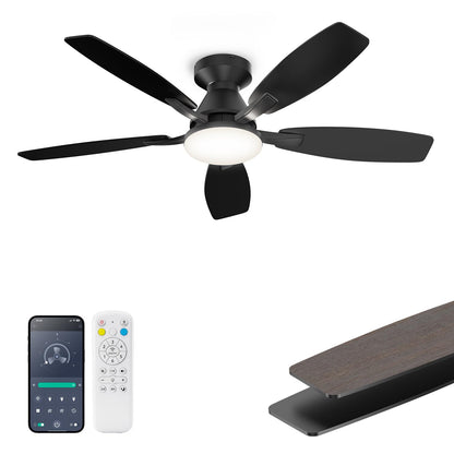 42 Inch Ceiling Fans with Lights (Black&Wood Grain / 42 Inch)