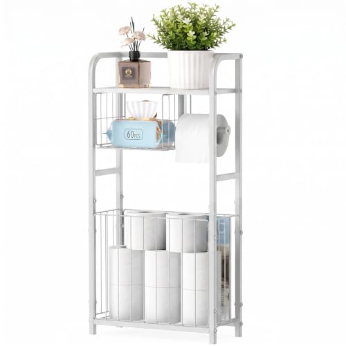 Freestanding Toilet Paper Holder Stand with Storage