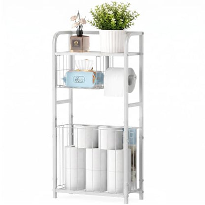 Freestanding Toilet Paper Holder Stand with Storage