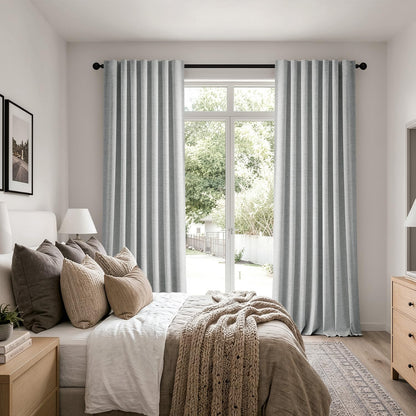 100% Blackout Linen Curtains for Bedroom 42 x 63 Inch Grey 2 Panels (Grey / 42"W x 63"L (Pack of 2))