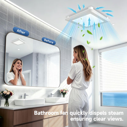 80 CFM Ultra Quiet Bathroom Exhaust Fan with Light (Opening 9"x9")