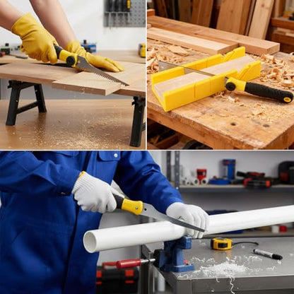 4-in-1 Miter Box and Saw Set, 12-Inch Mitre Box with 3 Interchangeable Blades,Japanese Pull Saw for Wood,Precise 45°/90°/135° Angle Cutting Tool