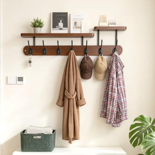 Coat Rack Wall Mount 23" Coat Rack Wall Mount with Shelf for Entryway