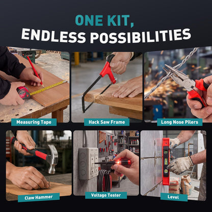 330 Piece Home Repair Tool Kit with Pull (Black Red / 15.7)