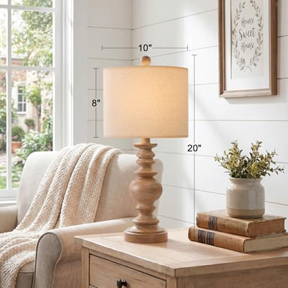 20” Small Traditional Table Lamps Set of 2 for Bedroom (Brown)