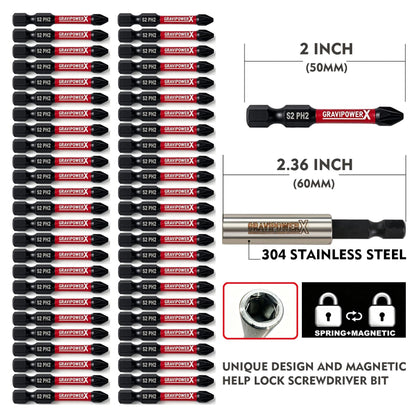 50 Pack #2 Phillips PH2 Impact Bits (2IN-PH2-51PCS)