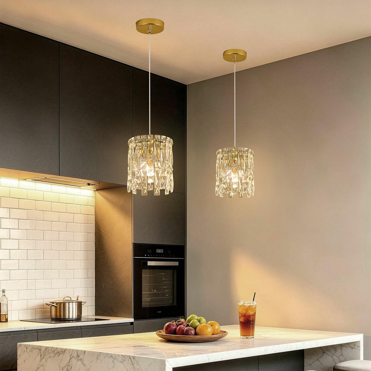 Gold Mini Crystal Chandelier Pendant Light (Gold / 7inch)
