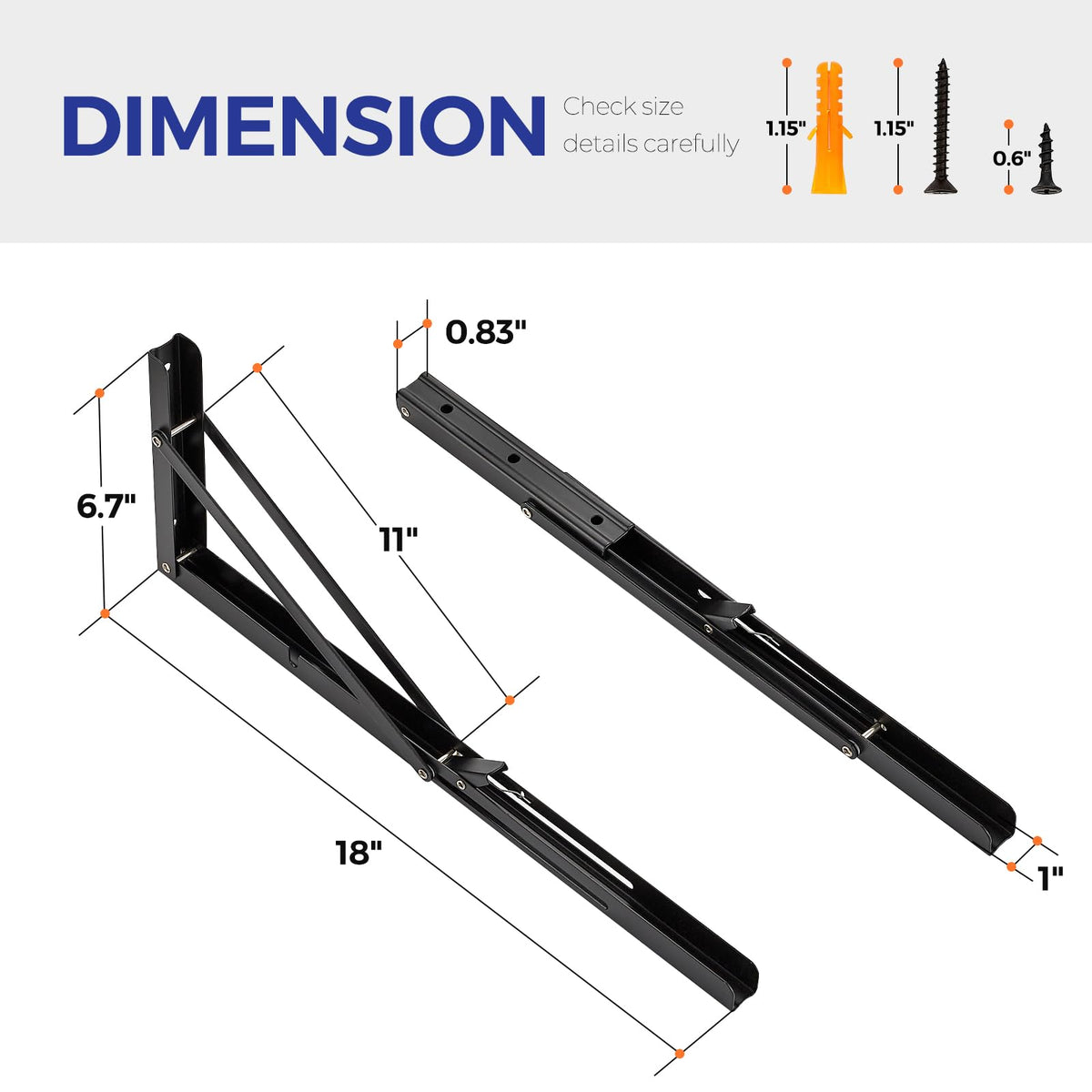Black Folding Shelf Brackets (18 Inch)