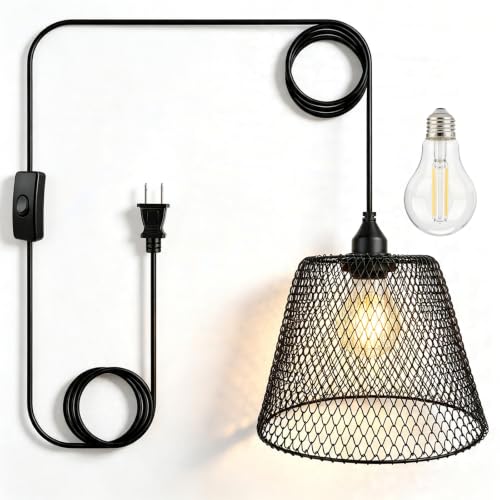 Hanging Pendant Lamp LED Filament Bulb 60W Equivalent Plug in