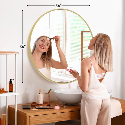 36 Inch Round Wall Mirror (Gold / 36"L x 36"W / Round)