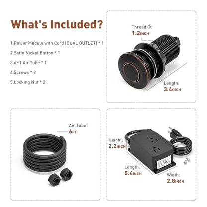 Garbage Disposal Air Switch Kit Dual Outlet (Oil Rubbed Bronze)