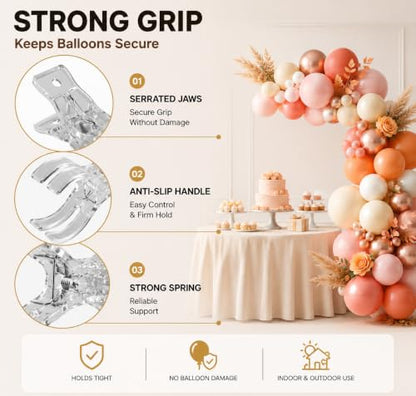 6 Pack Large Balloon Arch Clips with 50 Pcs Balloon Clips for Backdrop
